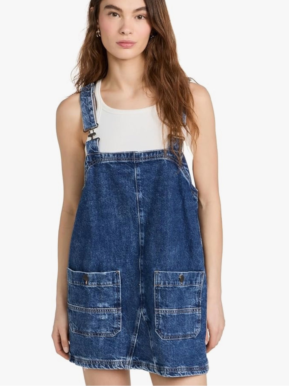 FREE PEOPLE We The Free Denim Smock Mini Dress Overalls Cotton Boho Small
